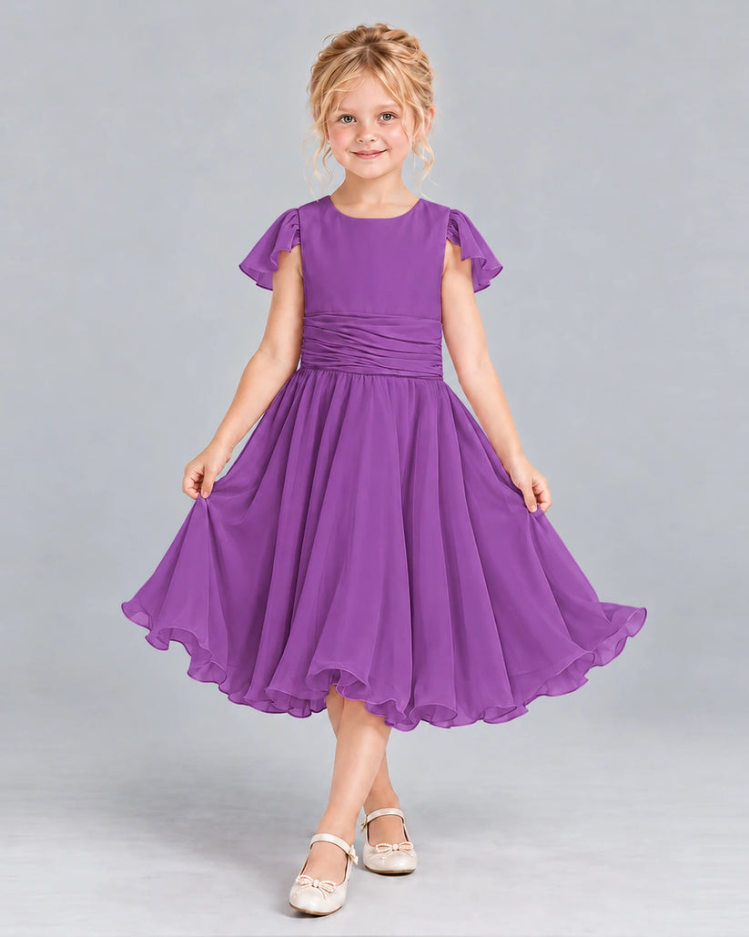 Purple A-line Junior Bridesmaid Dress Front