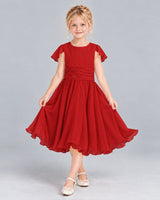 Red A-line Junior Bridesmaid Dress Front