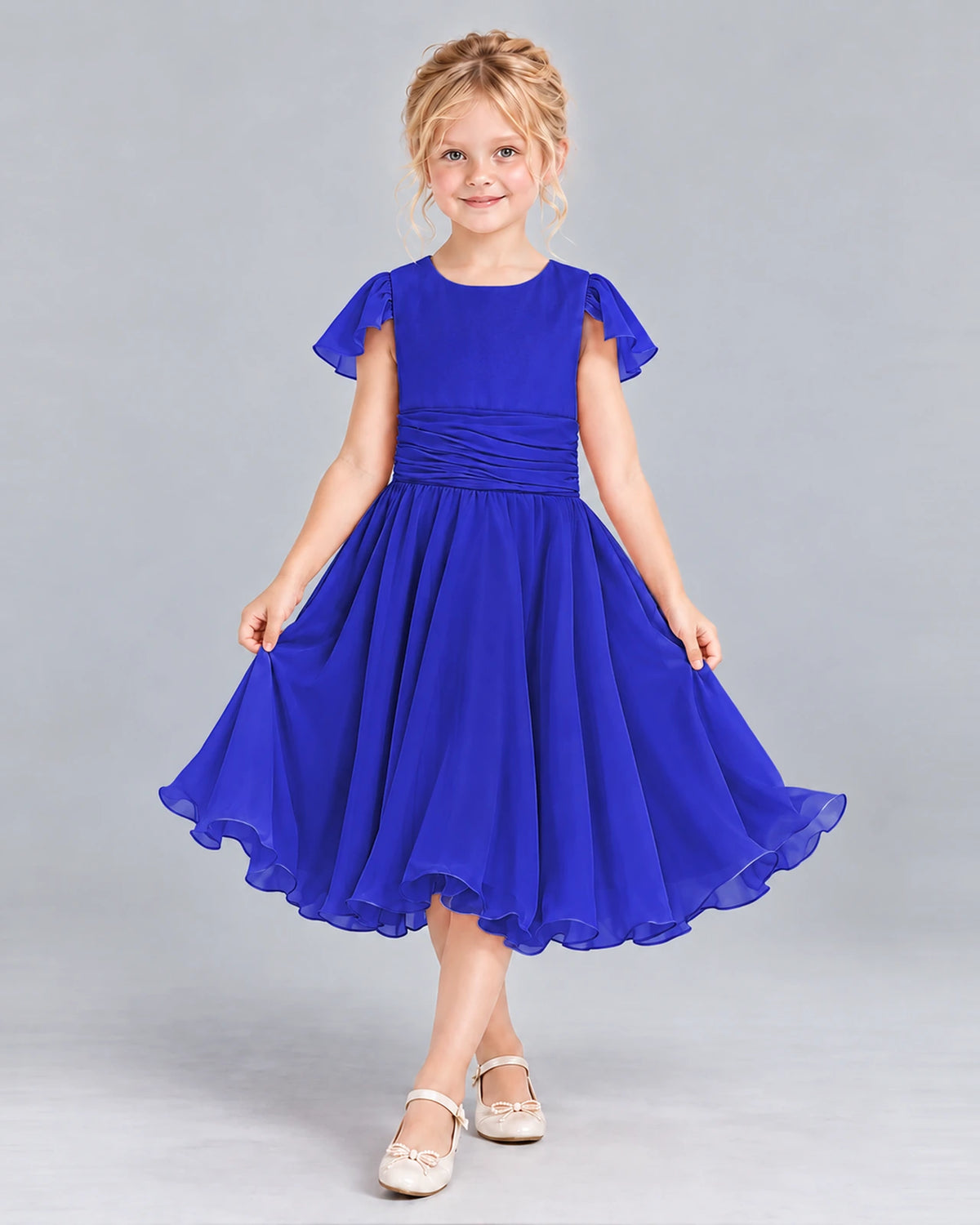 Royal Blue A-line Junior Bridesmaid Dress Front