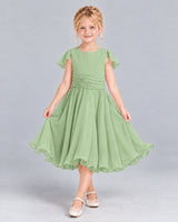 Sage Green A-line Junior Bridesmaid Dress Front