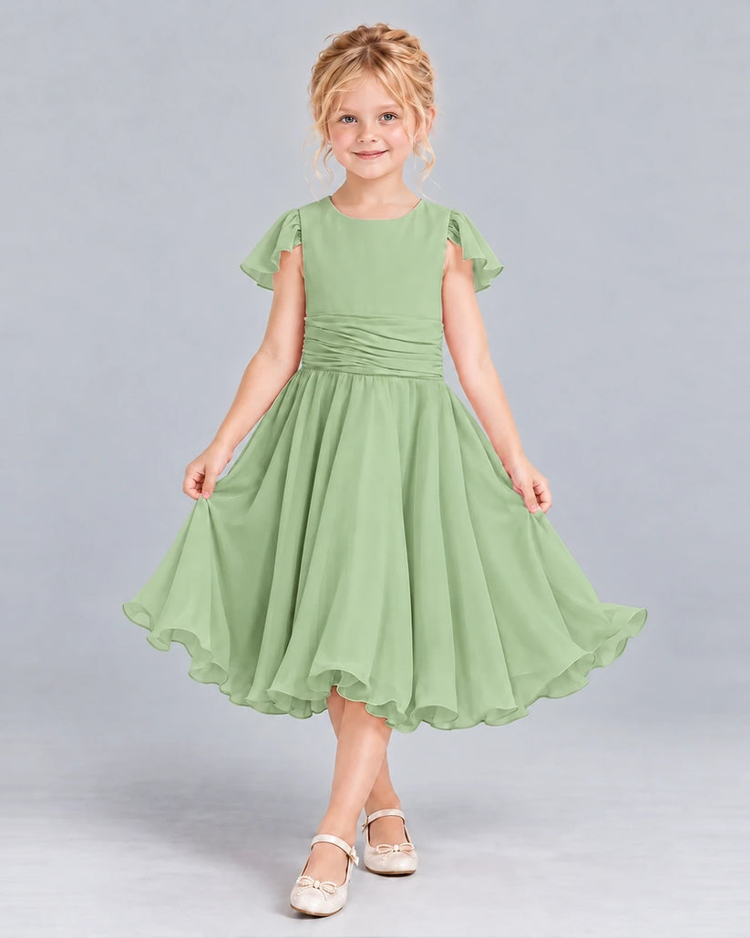 Sage Green A-line Junior Bridesmaid Dress Front