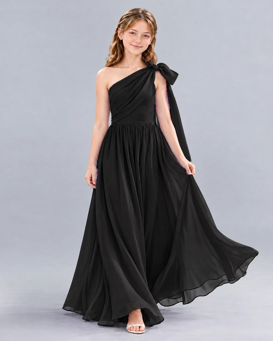 Black A-line Junior Bridesmaid Dress Front