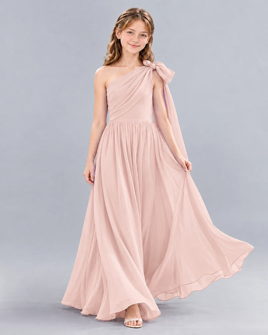 Blush Pink A-line Junior Bridesmaid Dress Front
