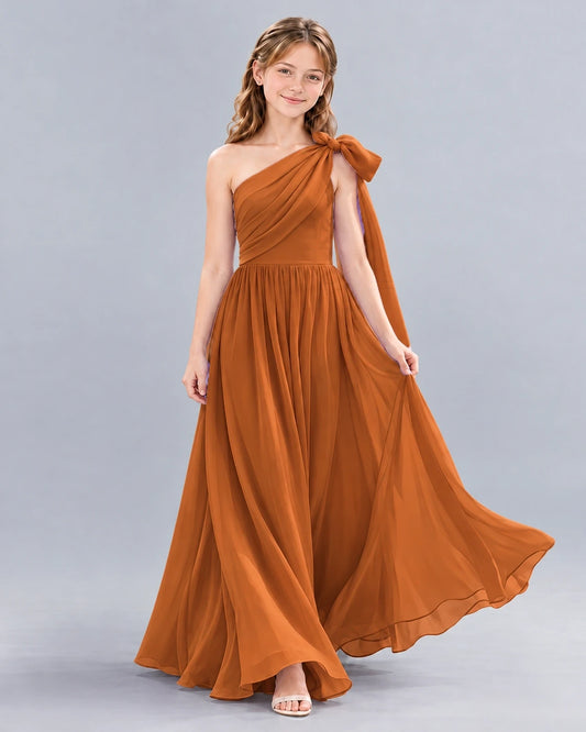 Burnt Orange A-line Junior Bridesmaid Dress Front
