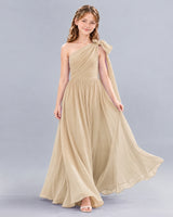Champagne A-line Junior Bridesmaid Dress Front