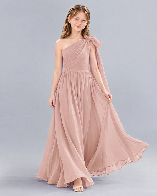 Dusty Rose A-line Junior Bridesmaid Dress Front