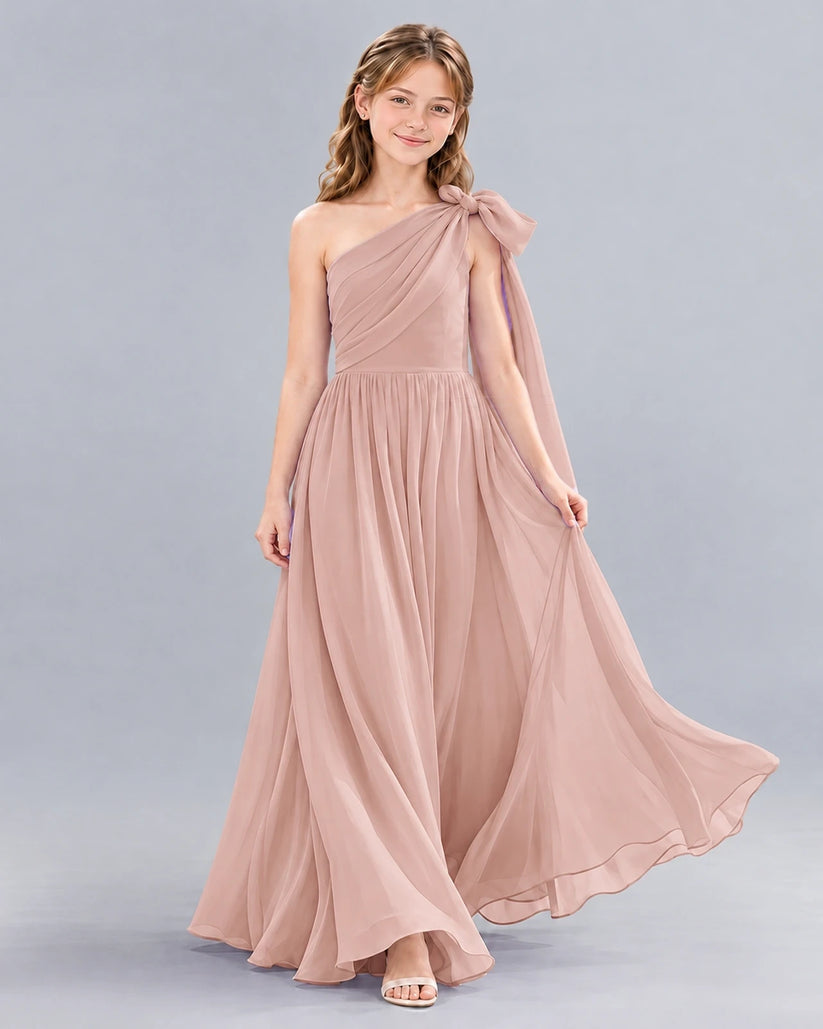 Dusty Rose A-line Junior Bridesmaid Dress Front