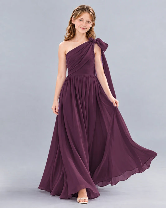 Grape A-line Junior Bridesmaid Dress Front