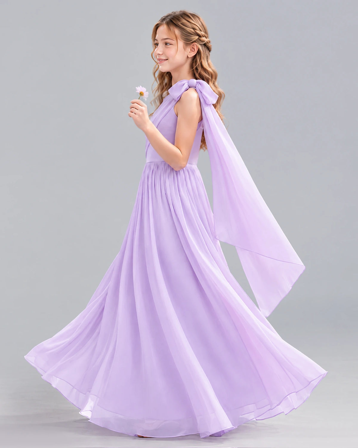 Lavender A-line Junior Bridesmaid Dress Side [Shared]