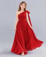 Red A-line Junior Bridesmaid Dress Front