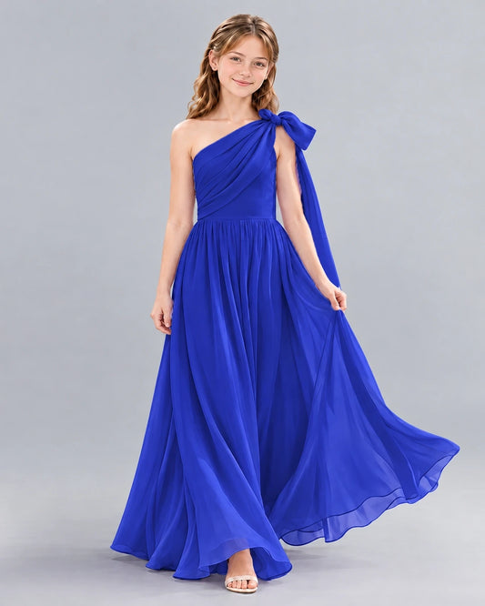 Royal Blue A-line Junior Bridesmaid Dress Front