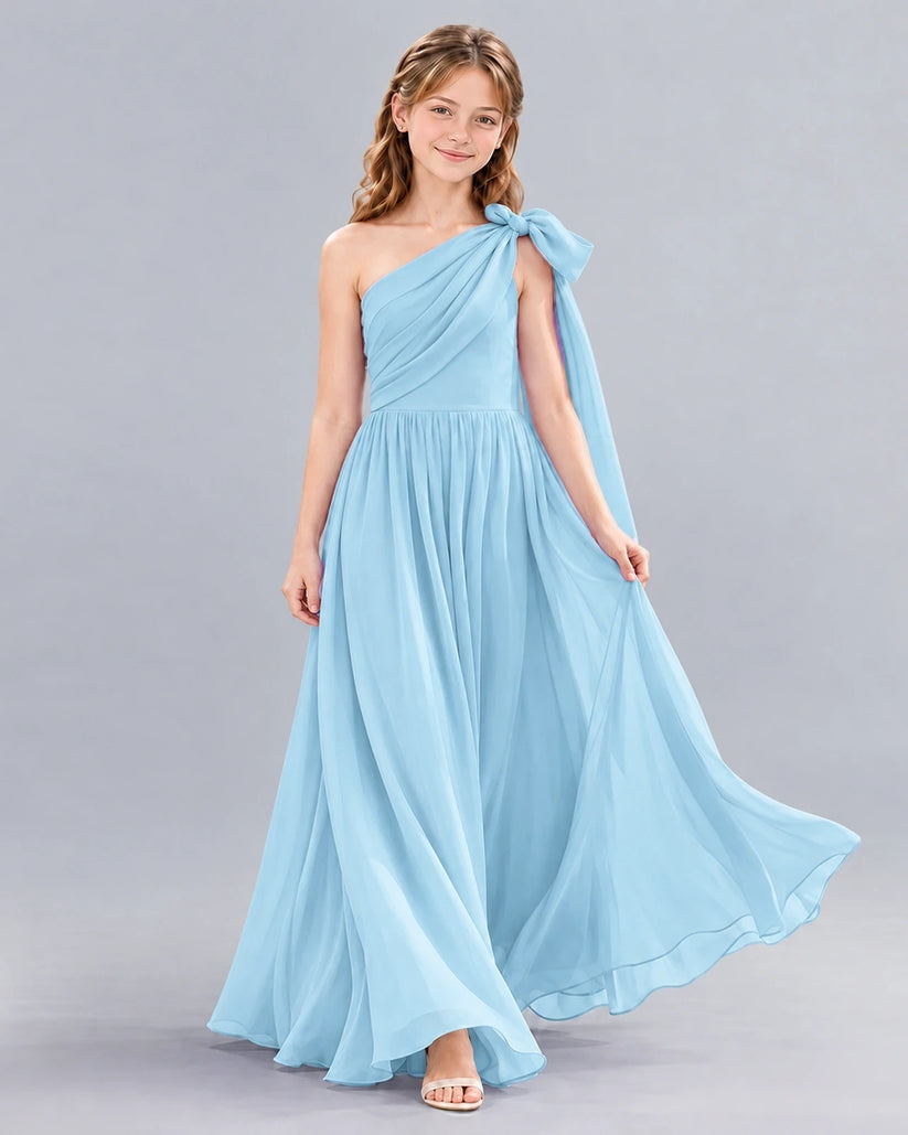 Sky Blue A-line Junior Bridesmaid Dress Front