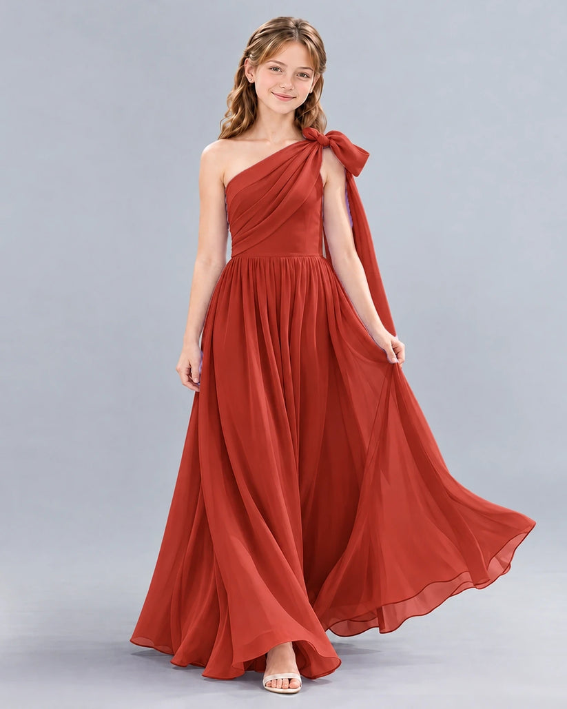 Vermilion A-line Junior Bridesmaid Dress Front