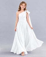 White A-line Junior Bridesmaid Dress Front
