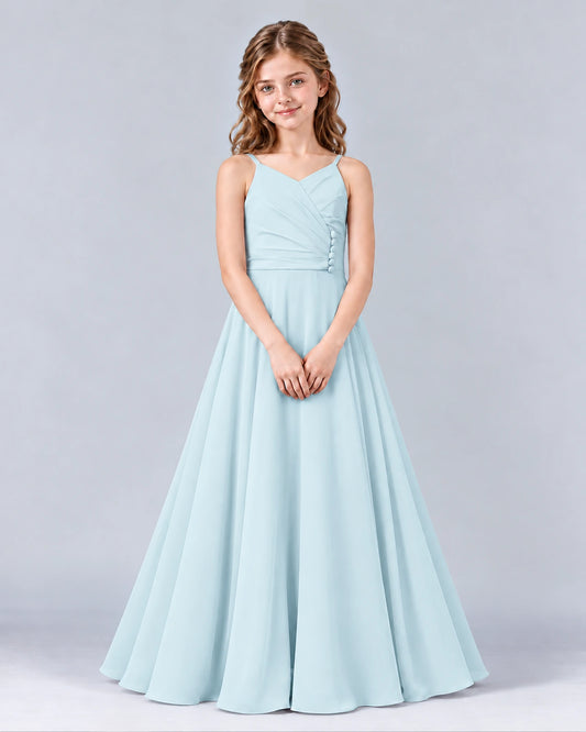 Baby Blue A-line Junior Bridesmaid Dress Front