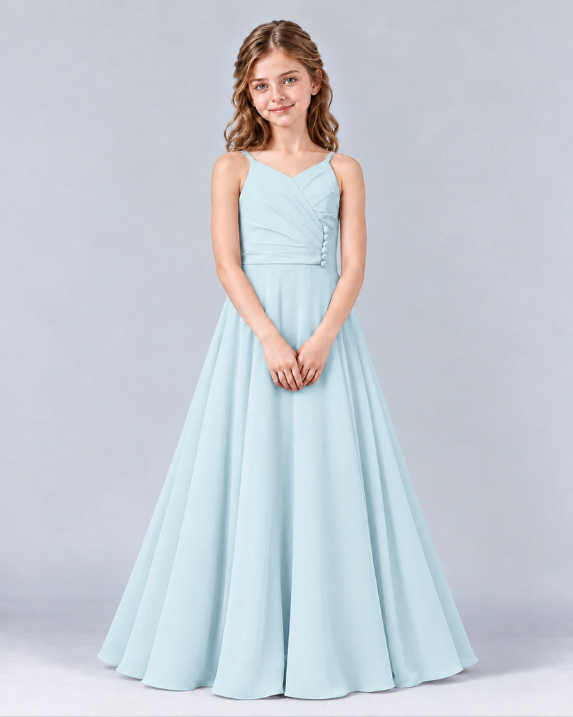 Baby Blue A-line Junior Bridesmaid Dress Front