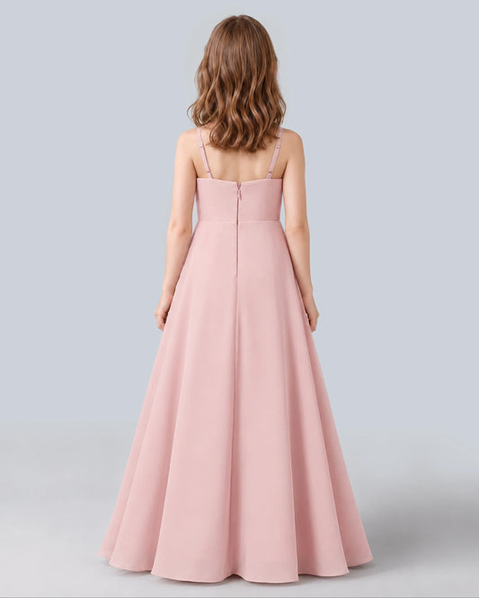 Blush Pink A-line Junior Bridesmaid Dress Back [Shared]