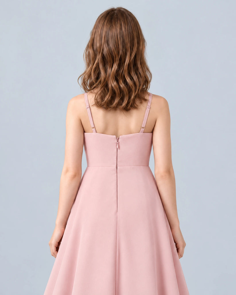 Blush Pink A-line Junior Bridesmaid Dress Back_Detail [Shared]