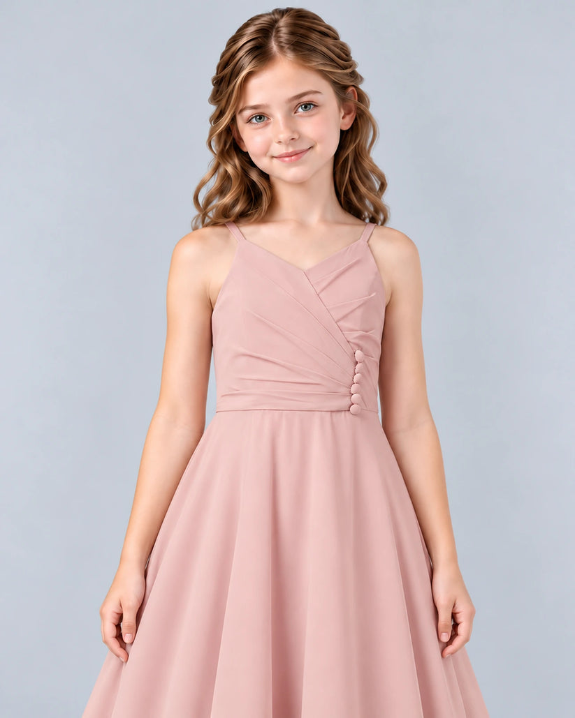 Blush Pink A-line Junior Bridesmaid Dress Detail [Shared]