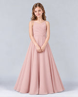 Blush Pink A-line Junior Bridesmaid Dress Front