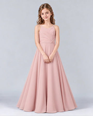 Dideyttawl Ruched Junior Bridesmaid Dress for Wedding Ceremonies
