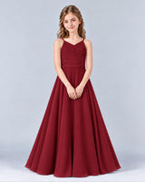 Burgundy A-line Junior Bridesmaid Dress Front