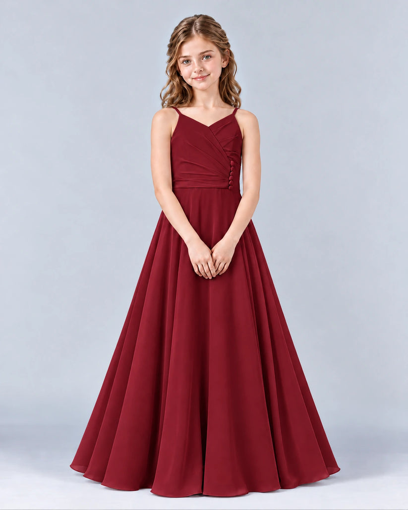 Burgundy A-line Junior Bridesmaid Dress Front