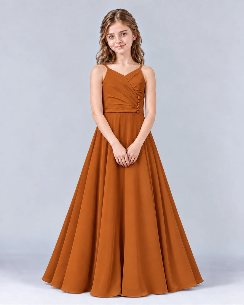 Burnt Orange A-line Junior Bridesmaid Dress Front