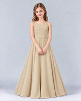 Champagne A-line Junior Bridesmaid Dress Front
