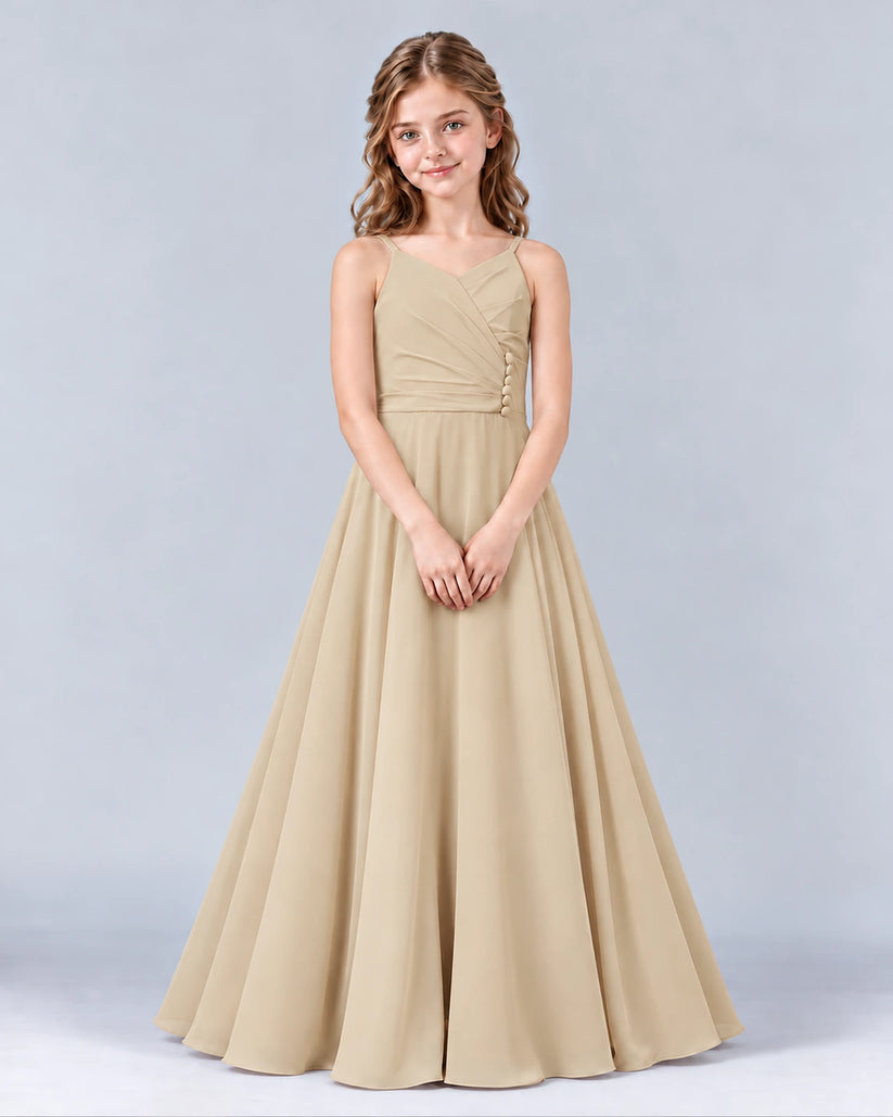 Champagne A-line Junior Bridesmaid Dress Front