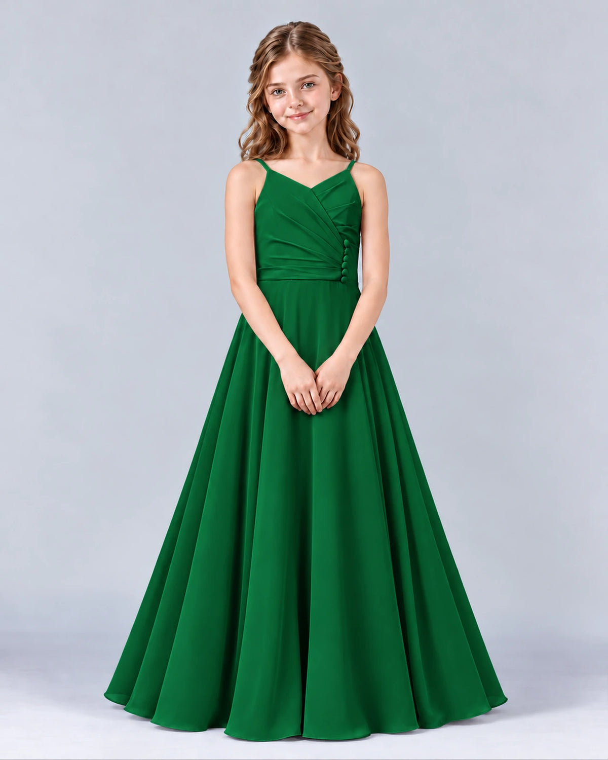 Dark Green A-line Junior Bridesmaid Dress Front