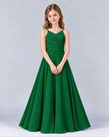 Dark Green A-line Junior Bridesmaid Dress Front