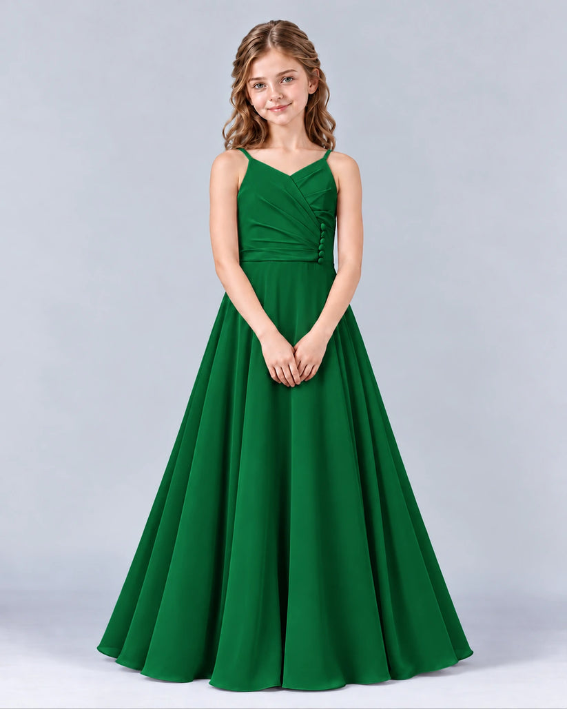 Dark Green A-line Junior Bridesmaid Dress Front
