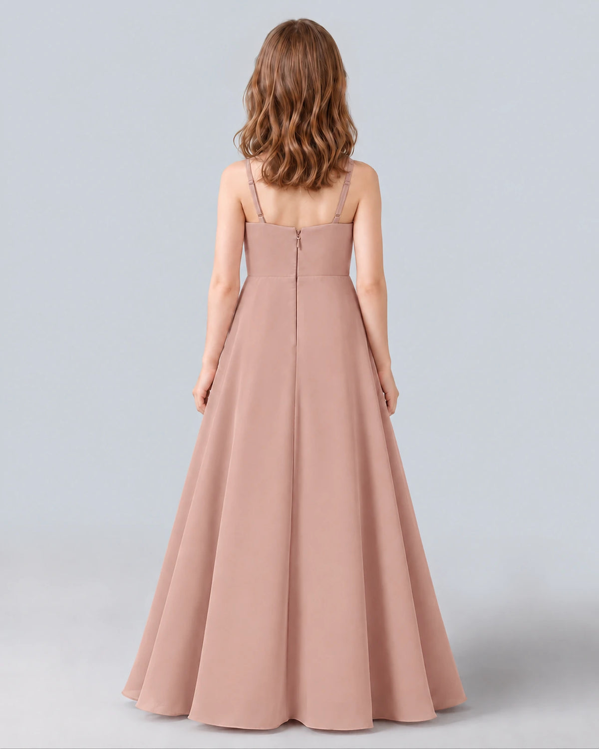 Dusty Rose A-line Junior Bridesmaid Dress Back