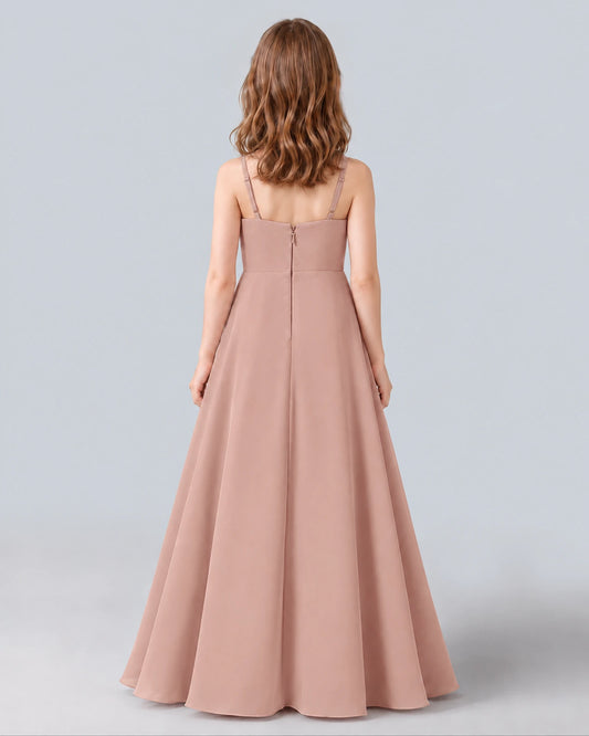 Dusty Rose A-line Junior Bridesmaid Dress Back