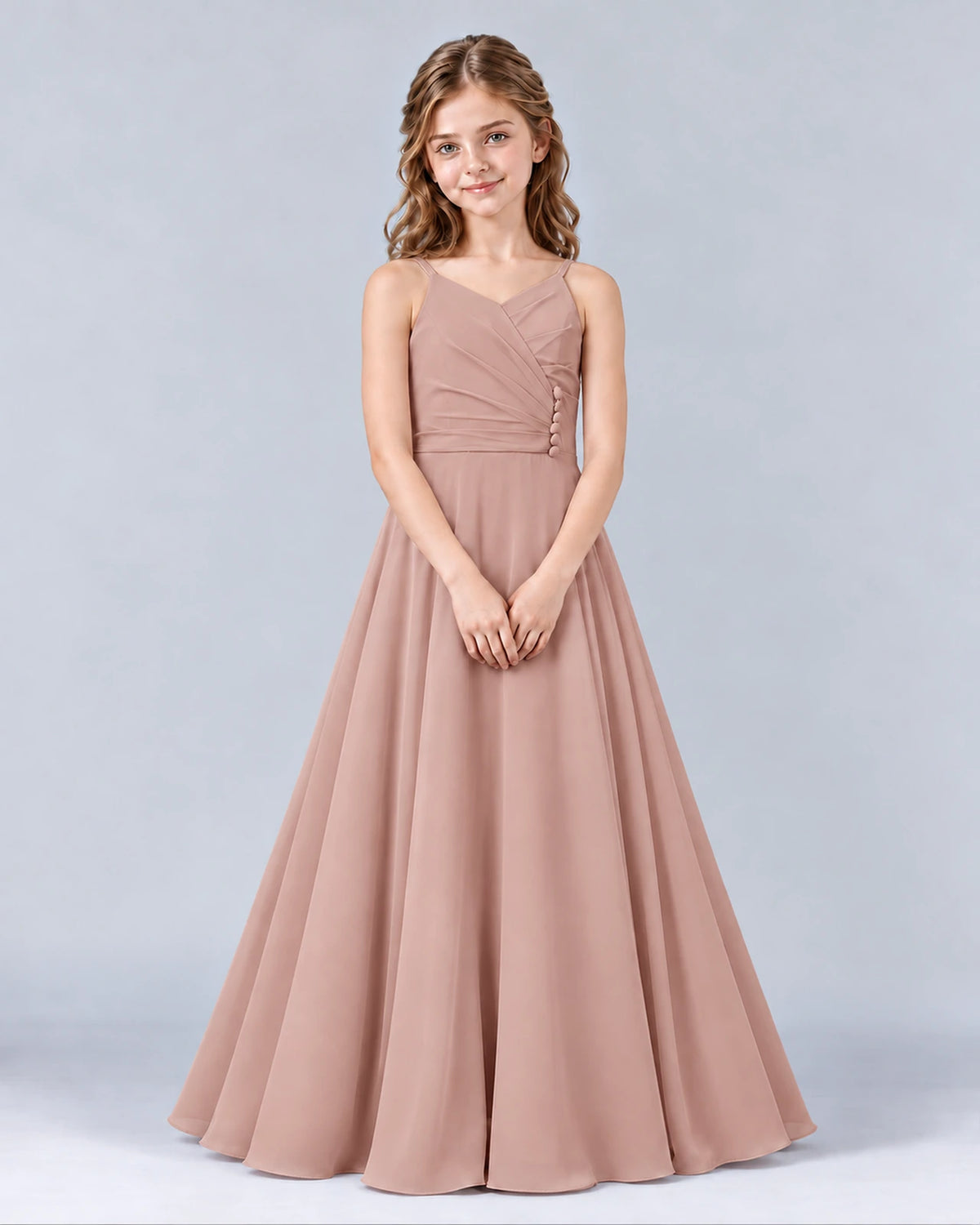 Dusty Rose A-line Junior Bridesmaid Dress Front