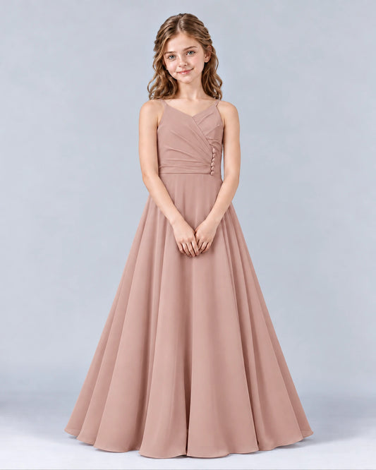 Dusty Rose A-line Junior Bridesmaid Dress Front