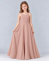 Dusty Rose A-line Junior Bridesmaid Dress Pose