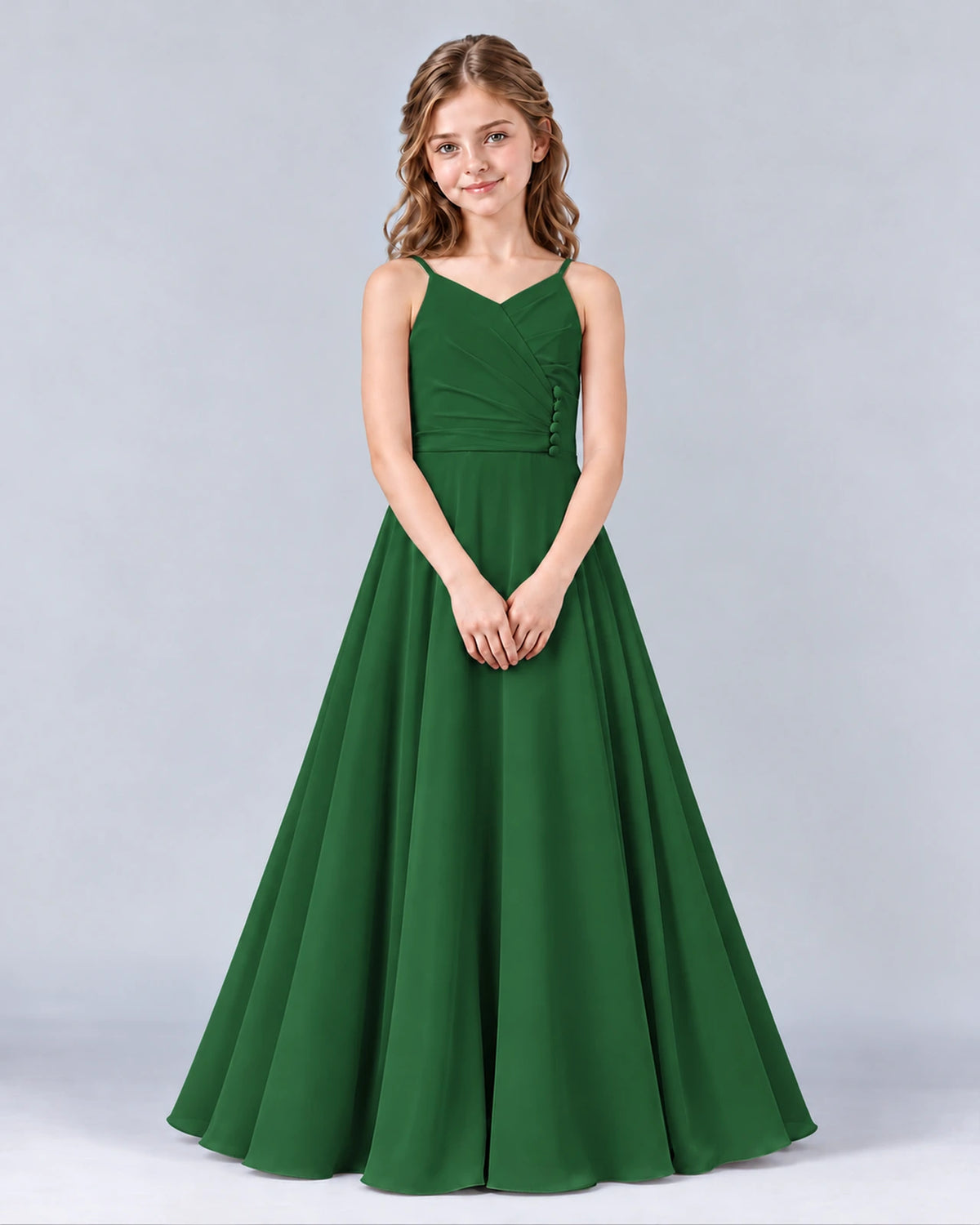 Emerald Green A-line Junior Bridesmaid Dress Front
