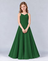 Emerald Green A-line Junior Bridesmaid Dress Front
