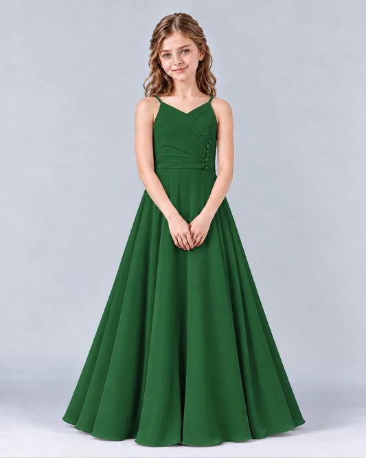 Emerald Green A-line Junior Bridesmaid Dress Front
