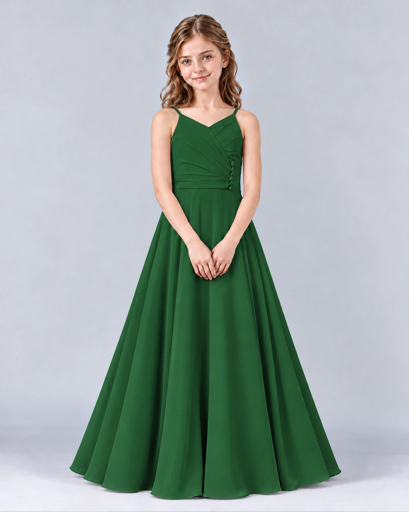 Emerald Green A-line Junior Bridesmaid Dress Front