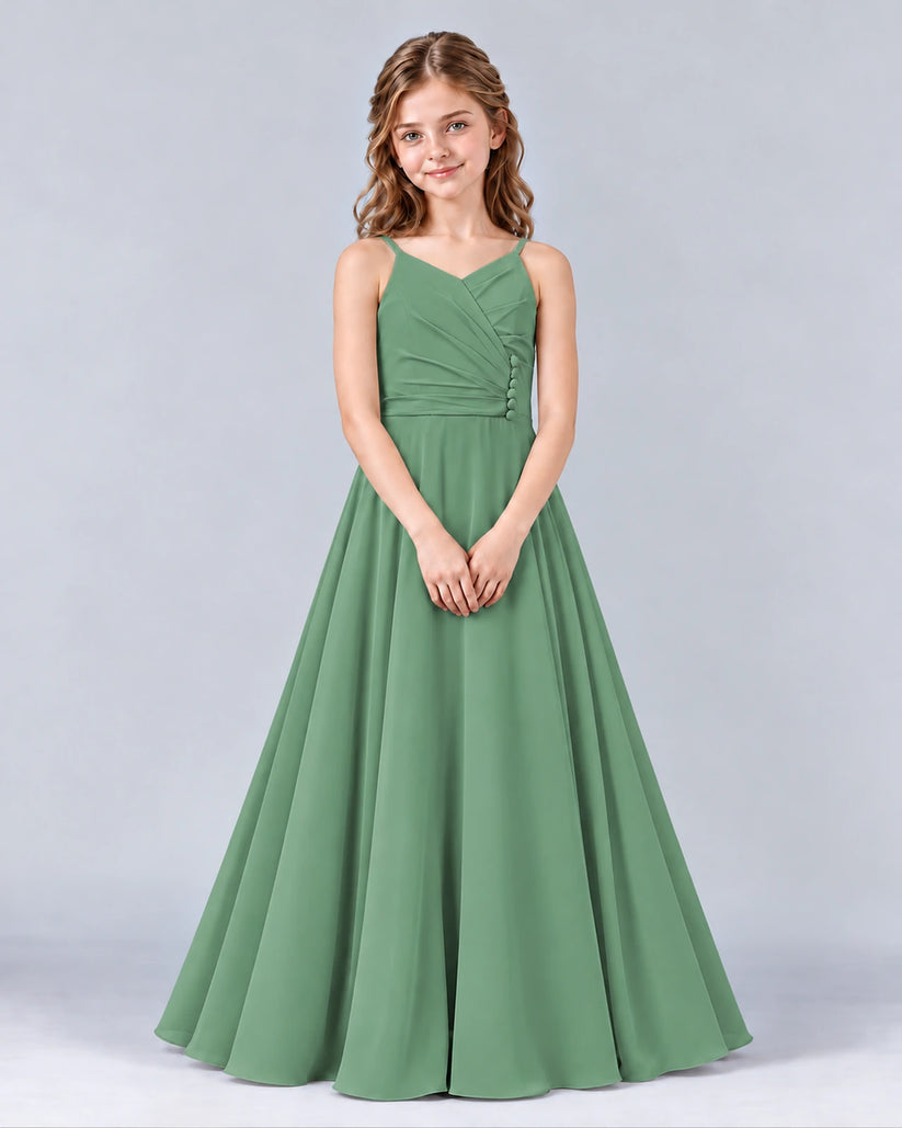 Eucalyptus A-line Junior Bridesmaid Dress Front