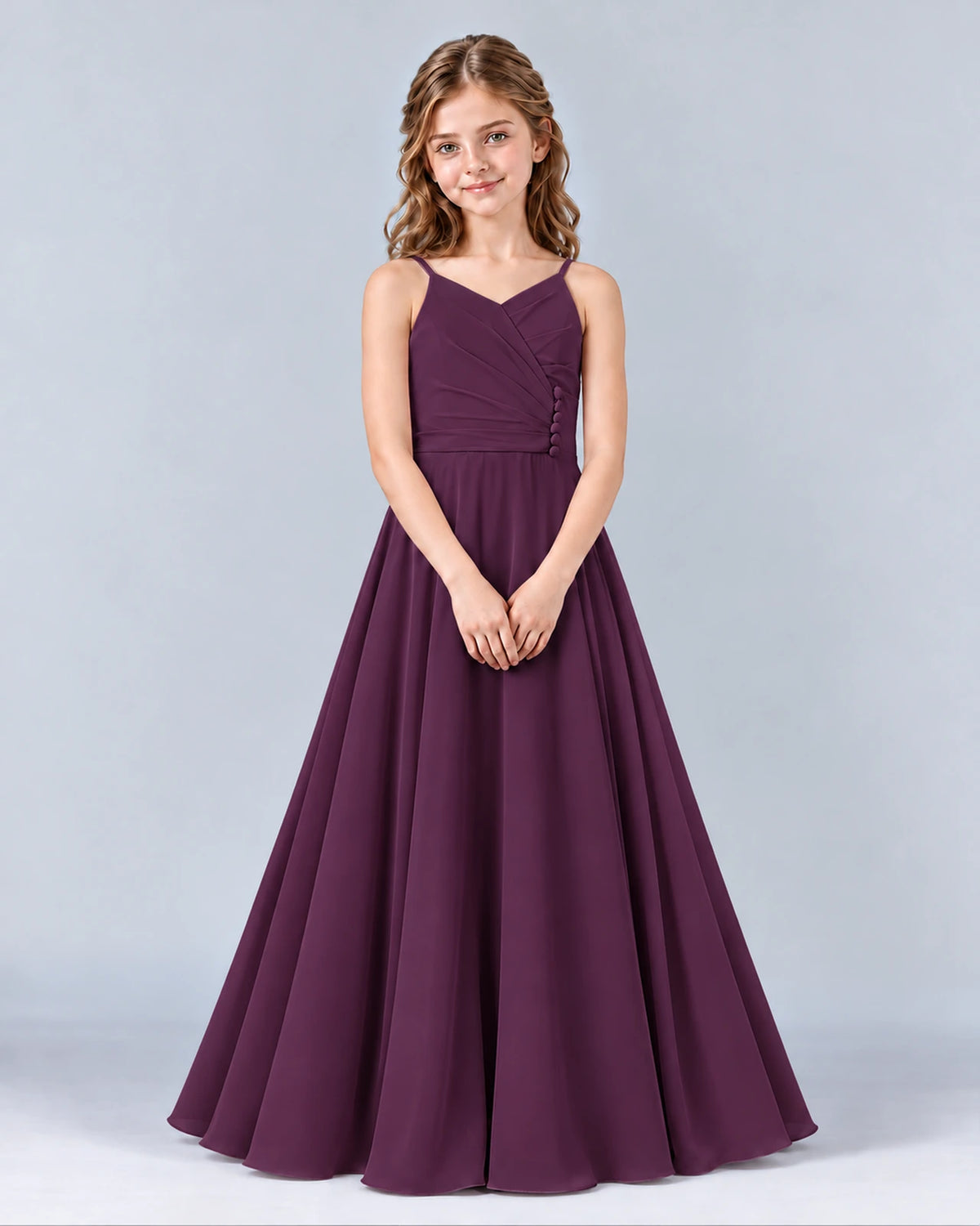 Grape A-line Junior Bridesmaid Dress Front