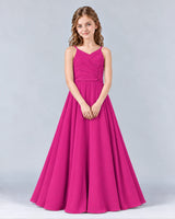 Hot Pink A-line Junior Bridesmaid Dress Front