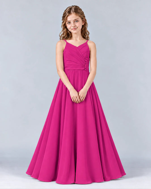 Hot Pink A-line Junior Bridesmaid Dress Front