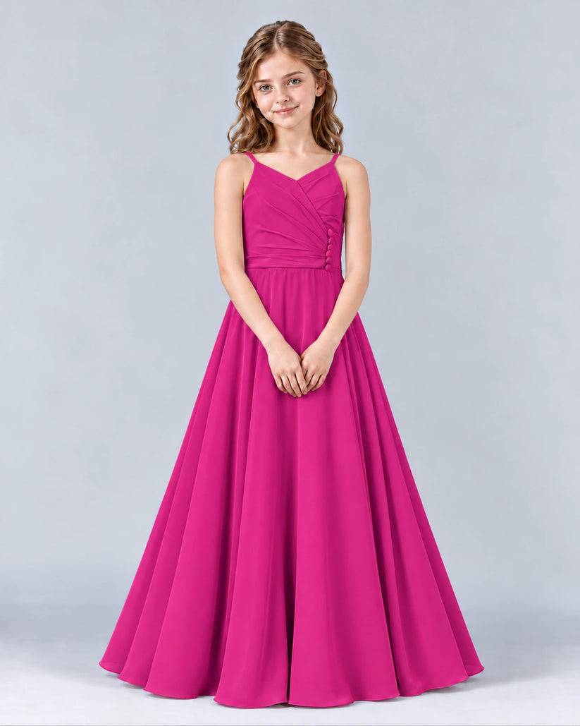 Hot Pink A-line Junior Bridesmaid Dress Front