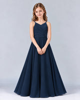 Navy Blue A-line Junior Bridesmaid Dress Front