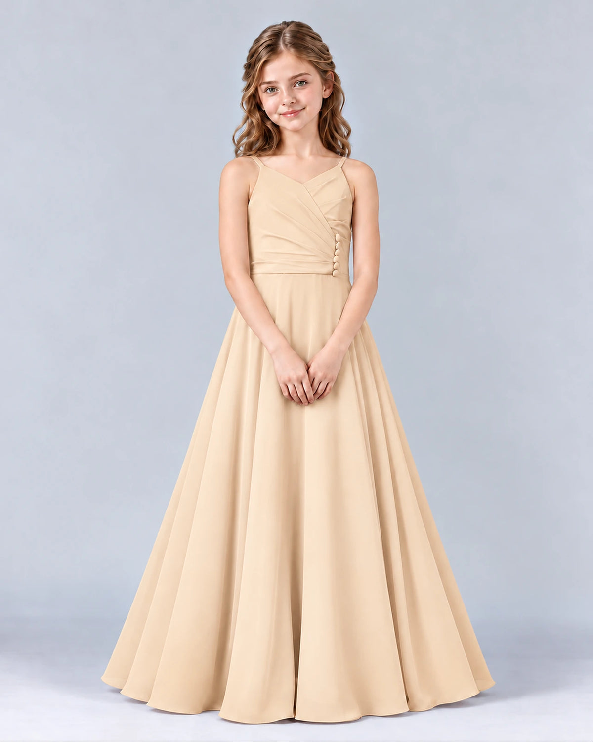 Peach A-line Junior Bridesmaid Dress Front