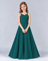 Peacock A-line Junior Bridesmaid Dress Front